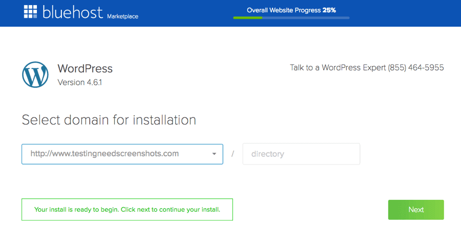 BlueHost WordPress Installer